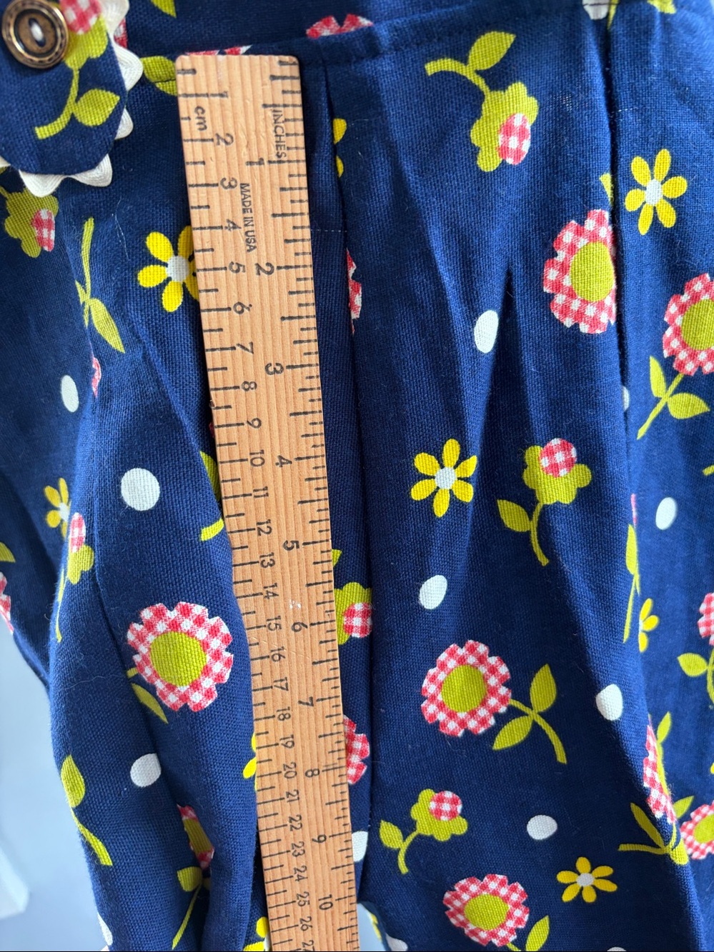 Cottagecore, Retro-Vintage, 70s Boho, sunflower polka dot overalls - Picture 6 of 15